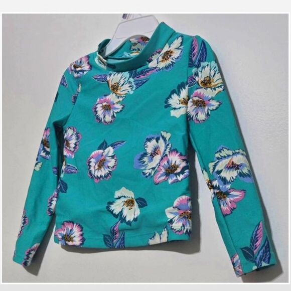 Carters Swim Rashguard Girls 3T Toddler Cropped Tropical Green Floral Top - Picture 3 of 10